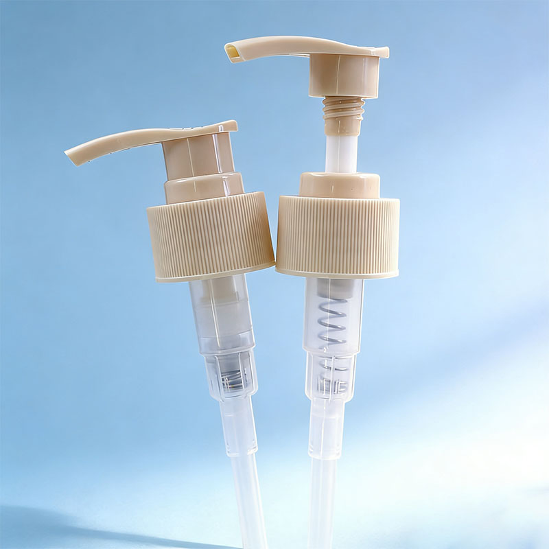 High Quality Beige Plastic Lotion Pump for Cosmetic Packaging 28/410 Up Down Lotion Pump - Image 2