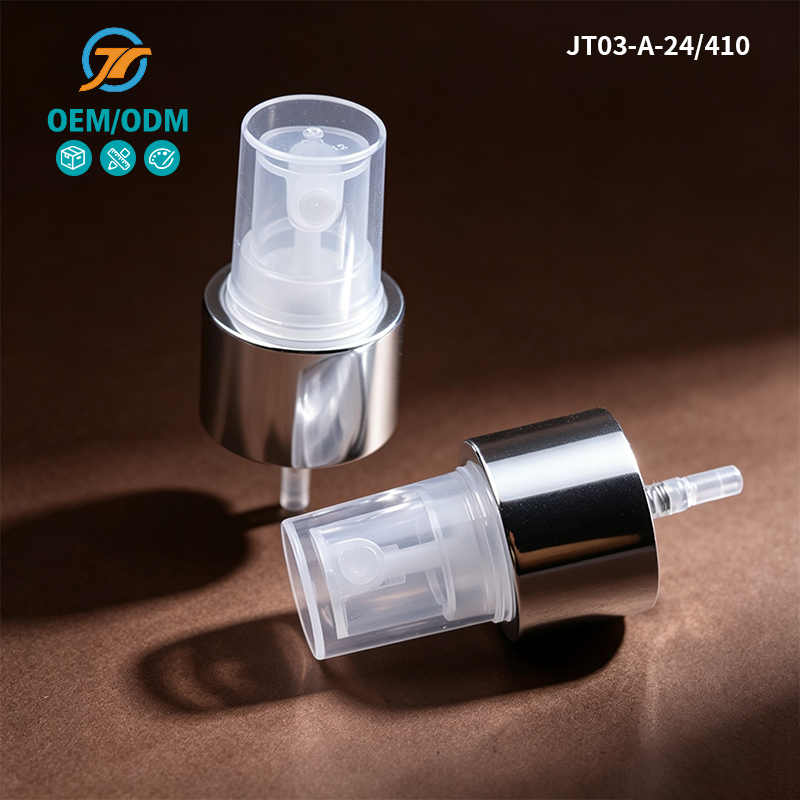 Silver Aluminum Plastic Fine Mist Sprayer For Cosmetic Bottles 24/410 Mini Trigger Sprayer