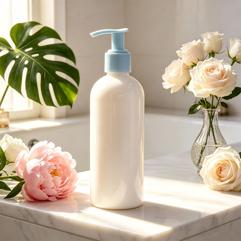 Light Blue Plastic Lotion Pump Fine Injection Molding For Washing Care Bottles 24/410 Left Right Lotion Pump - Image 3