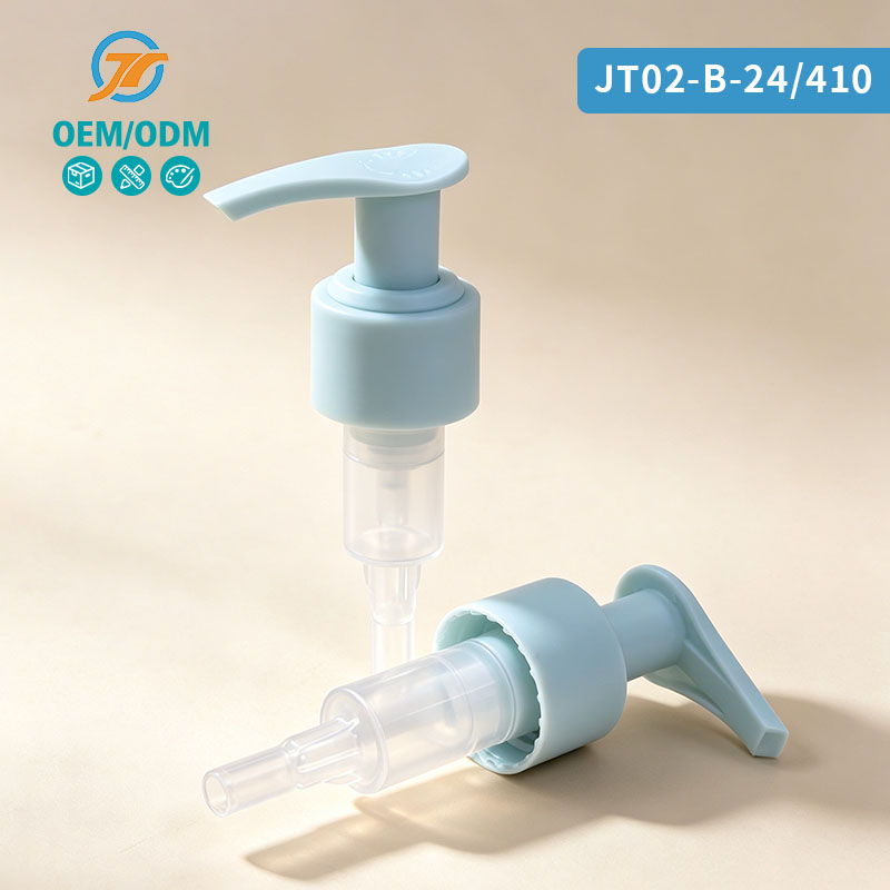 Light Blue Plastic Lotion Pump Fine Injection Molding For Washing Care Bottles 24/410 Left Right Lotion Pump