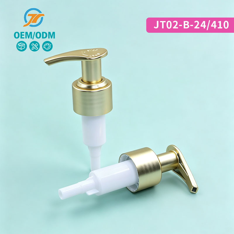 Gold Electrochemical Aluminum Lotion Pump Cosmetic Dispensing Press Pump Head 24/410 Left Right Lotion Pump