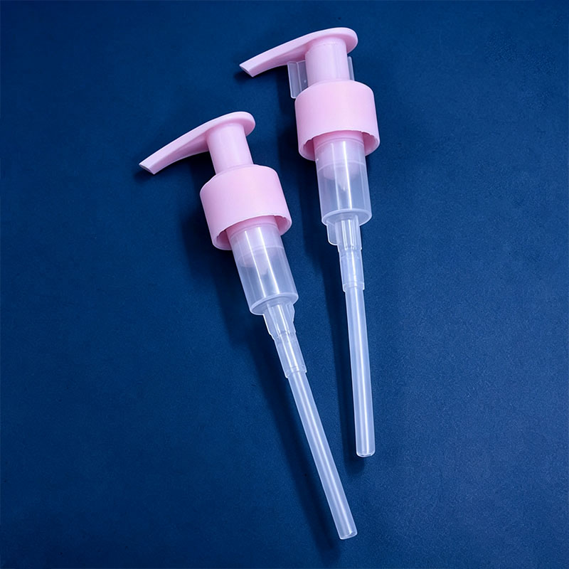 Light Pink PP Plastic Transparent Tube Pump Fine Injection Molding For Skin Lotion Dispensing 24/410 Left Right Lotion Pump - Image 2