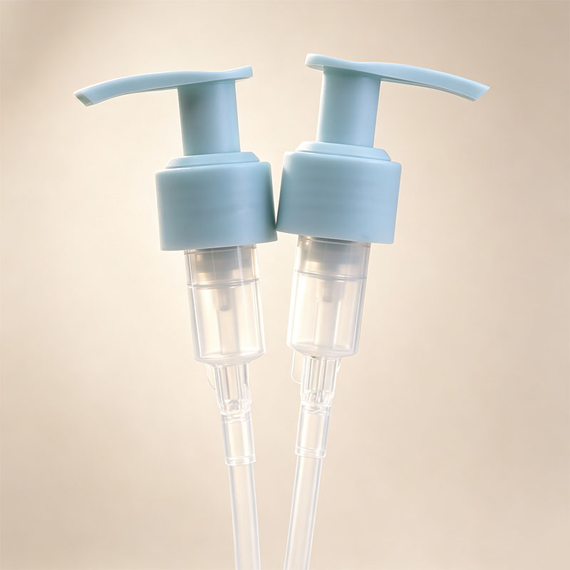 Light Blue Plastic Lotion Pump Fine Injection Molding For Washing Care Bottles 24/410 Left Right Lotion Pump - Image 2