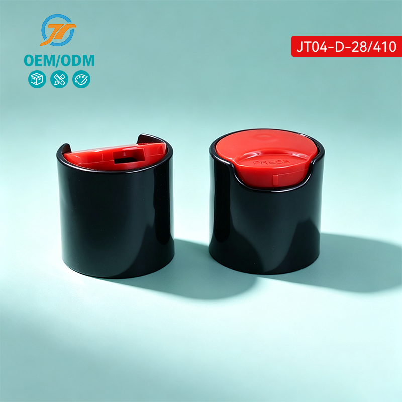 Black Outer Red Inner Plastic Flip Cap Exquisite Craft Cosmetic Bottle Dustproof Screw Cap For Wash Care Bottle Sealing Replacement 28/410 Plastic Cap