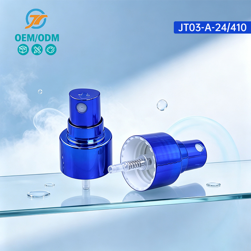 Electroplated Blue Plastic Exquisite Craft Press Fine Mist Pump Head For Perfume Bottle Cosmetic Refill Container 24/410 Mini Trigger Sprayer